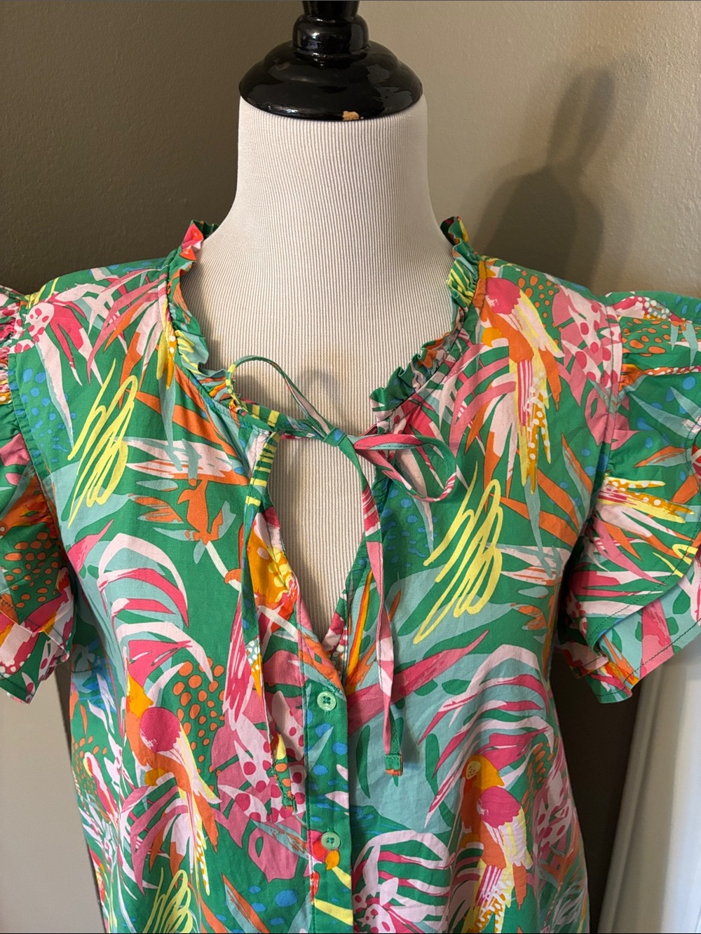 Michelle McDowell Green Tropical Print dress - Picture 2 of 4